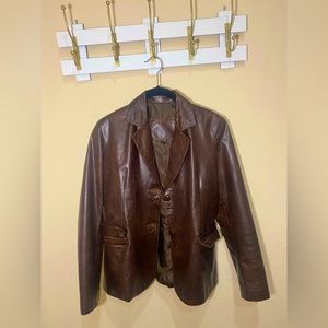 Vintage 100% Argentinian Leather Jacket Brown Buttons